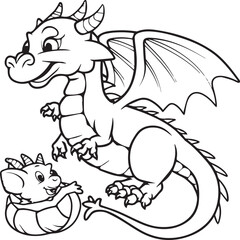 Hand drawn dragon outline illustration