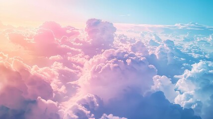 Sunlight breaks through cumulus clouds in the violet sky