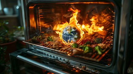 Burning issue of climate change, Earth in an oven
