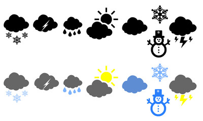 weather icon set. cloudy, windy, etc. Replaceable vector design.