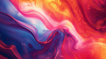 Vibrant hues swirl in fluid motion, forming a dynamic gradient wave.
