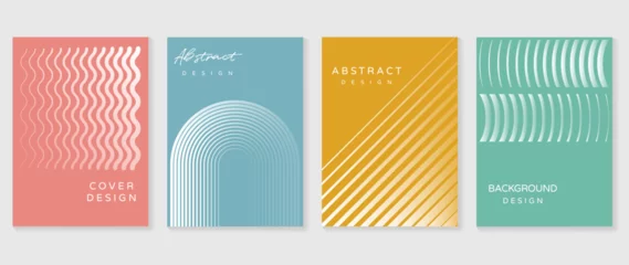 Wandaufkleber Abstract gradient background vector set. Minimalist style cover template with pastel perspective 3d geometric prism shapes collection. Ideal design for social media, poster, cover, banner, flyer. © TWINS DESIGN STUDIO