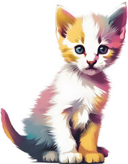 Close-up painting of a cute kitten.