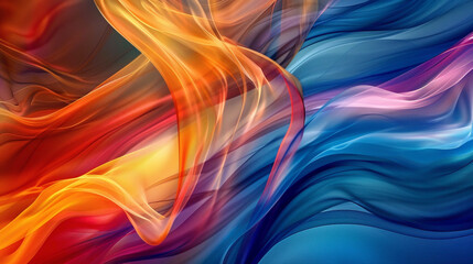 Vibrant hues swirl smoothly in fluid motion, forming a dynamic gradient wave.