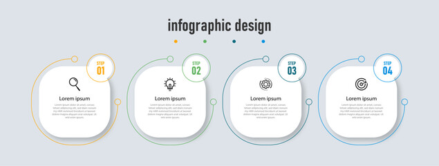 Business infographics design template. timeline with 4 steps, options. can be used for workflow diagram, info chart, web design. vector illustration.