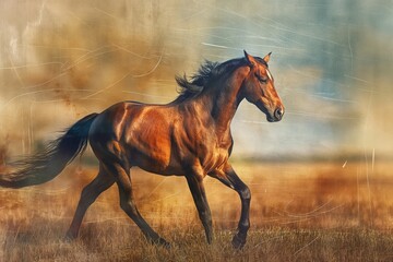 A handsome stallion in the style of labcorp. - obrazy, fototapety, plakaty
