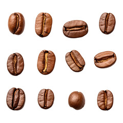 Roasted coffee beans isolated on white background