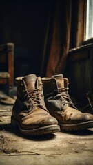 Vintage Leather Boots in Rustic Setting