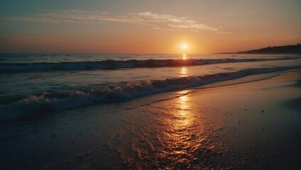 Golden Sunset Beach Landscape