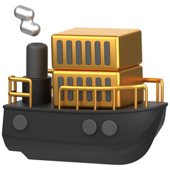 3d icon of a ship carrying transit trailers