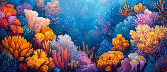 Fototapeta na wymiar Abstract coral reef, underwater pattern, vibrant marine life