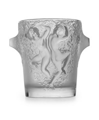 Translucent Glass Vase with Embossed Angelic Figures - Isolated on White Background, Clipping Path...