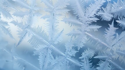 A macro shot of ice crystals forming on a windowpane, creating delicate patterns