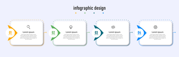 Business infographics design template. timeline with 4 steps, options. can be used for workflow diagram, info chart, web design. vector illustration.
