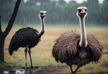 Deurstickers ostrich in the zoo © Fozia