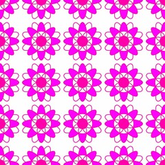 seamless pattern with pink flowers on white background