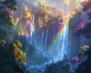 Waterfall in Crystal Cascade parks - obrazy, fototapety, plakaty