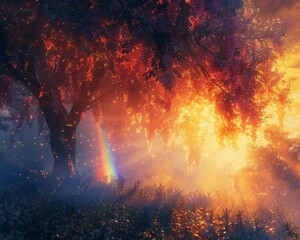 Nebula Nectar geysers erupt in Crystal Cascade parks - obrazy, fototapety, plakaty