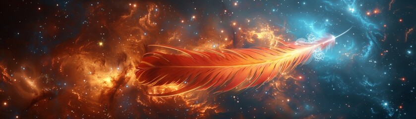 Aether Phoenix Feather ignites Dark Galaxies - obrazy, fototapety, plakaty