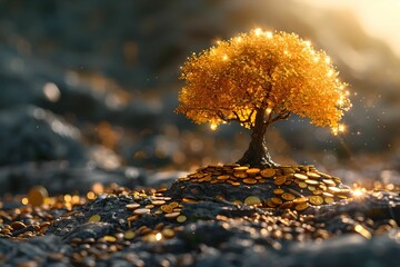 Sustainable Growth: Small Tree Thriving in Waste Area