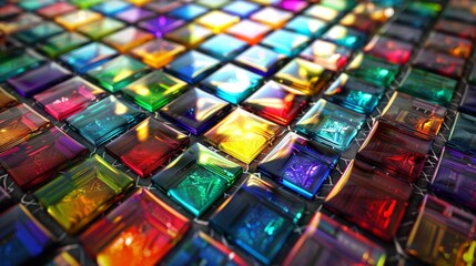 a close up of a colorful stained glass mosaic