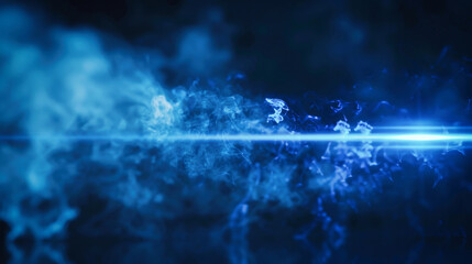 Blue abstract laser beam with blue steam around