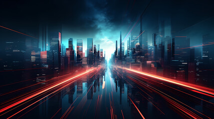 Abstract lines 3D rendering city
