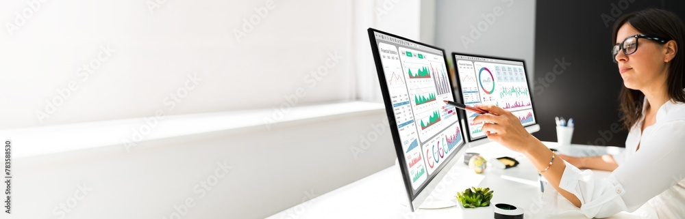 Poster Analyst Working With Spreadsheet Business Data