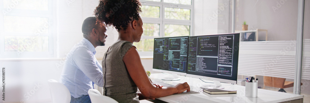Poster African American Programmer Woman Coding