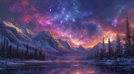 Dreamy Visions of Aurora Borealis, The Aura of the Night Sky. - obrazy, fototapety, plakaty