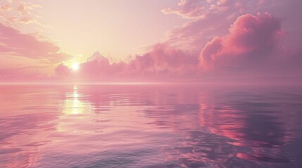 Experience a tranquil awakening through a pastel-hued dawn, whispering of fresh starts with gentle tones. - obrazy, fototapety, plakaty
