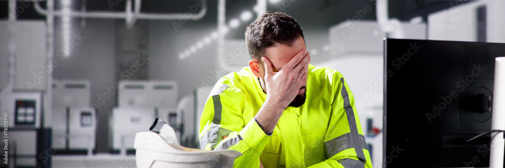 Poster Shocked Engineer In Automated Semiconductor Assembly Line