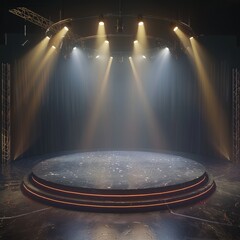 Empty concert hall with lights - 3d stage podium in the show room