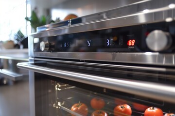 A digital display showing precise temperature control on a convection oven.