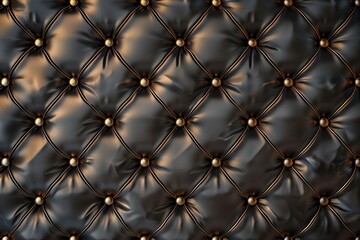 Obraz premium brown leather texture with golden buttons, background wallpaper for interior design in the style of modern luxury