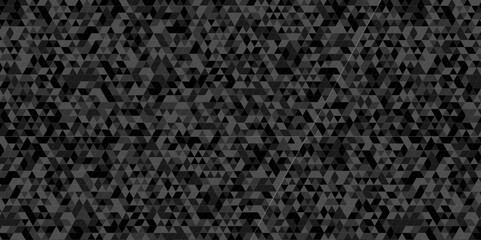 Vector geometric seamless technology gray and black triangle background. Abstract digital grid light pattern dark black and gray Polygon Mosaic triangle Background, business and corporate background