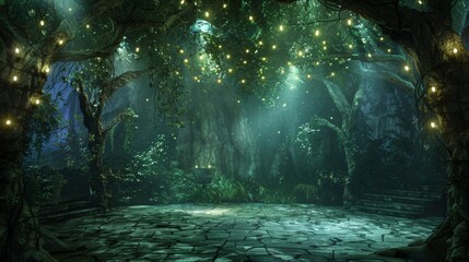 Fototapeta premium Nature's Podium: Verdant Forest Platform -