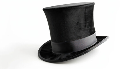 Black top magician hat on white background