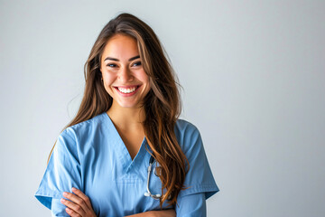 Healthcare with a Smile: Welcoming dental hygienist in a medical scrub