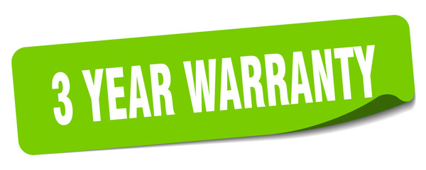 3 year warranty sticker. 3 year warranty label