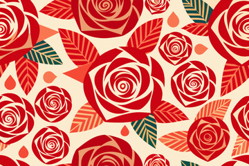 Rose Vector Pattern, Romantic Rose Flowers Background