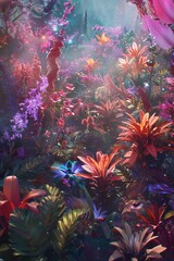Obraz na płótnie Canvas Zenith garden, quasar blooms, stardust paths, cosmic tranquility, 