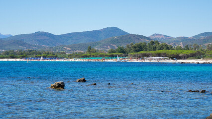 Agrustus, Sardegna. The wonderful beach of Li Cuppulati during the summer time. Sea in shades of...