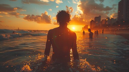 man on the beach in Rio - obrazy, fototapety, plakaty