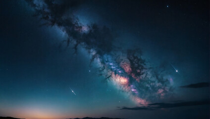 Fototapeta na wymiar Abstract azure galaxy sky, serene and tranquil.