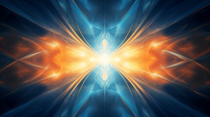 Soft curves and sharp angles intersect in a kaleidoscope of blue and orange, forming a captivating abstract image.