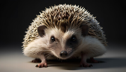 Obraz premium A detailed portrayal of a hedgehog, illustrated with thick layers of paint to capture its spiky fur, distinctive features, and endearing presence.Generative AI.