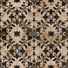Ornate Floral Tile Pattern, Vintage Paper Background, Classic Decorative Design
