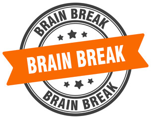 brain break stamp. brain break label on transparent background. round sign