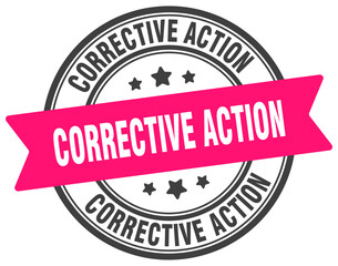 corrective action stamp. corrective action label on transparent background. round sign